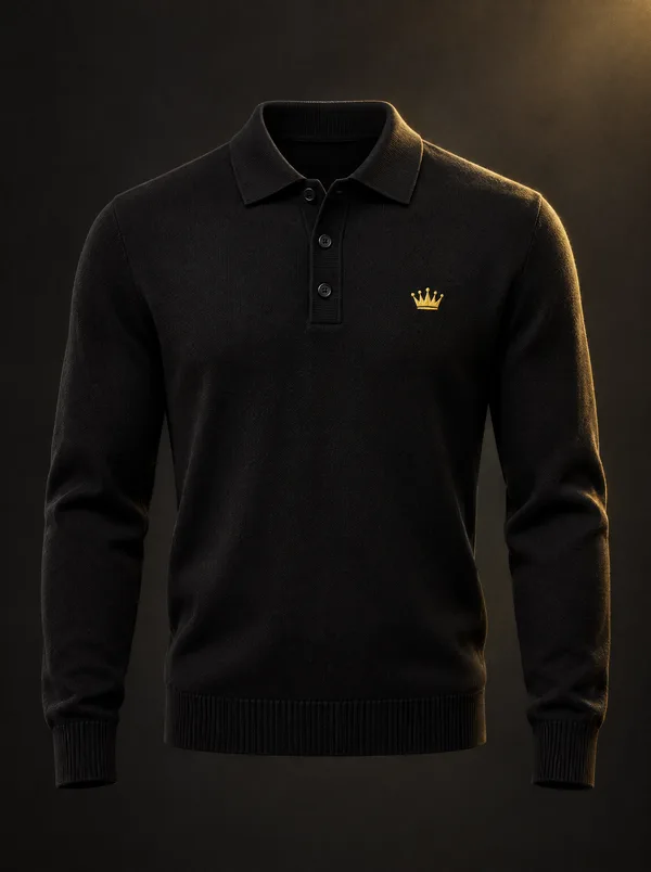 Knit Long-Sleeve Polo